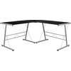 image:imageFlash Furniture Glass LShape Computer Desk with Silver Metal FrameBlack TopSilver Frame