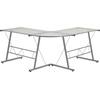 image:imageFlash Furniture Glass LShape Computer Desk with Silver Metal FrameClearSilver