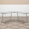 image:imageFlash Furniture Glass LShape Computer Desk with Silver Metal FrameClearSilver