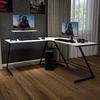 image:imageFlash Furniture Glass LShape Computer Desk with Silver Metal FrameWhite TopBlack Frame