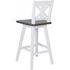 image:imageFlash Furniture Gwendolyn Commercial Grade Modern Farmhouse Barstool  Gray Wash Walnut Solid Wood Frame  Bar Height  360 Swivel Seat  Integrated FootrestAntique White Wash FrameGray Wash Seat