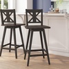 image:imageFlash Furniture Gwendolyn Commercial Grade Modern Farmhouse Barstool  Gray Wash Walnut Solid Wood Frame  Bar Height  360 Swivel Seat  Integrated FootrestGray Wash Walnut