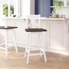 image:imageFlash Furniture Gwendolyn Commercial Grade Modern Farmhouse Barstool  Gray Wash Walnut Solid Wood Frame  Bar Height  360 Swivel Seat  Integrated FootrestAntique White Wash FrameGray Wash Seat