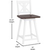 image:imageFlash Furniture Gwendolyn Commercial Grade Modern Farmhouse Barstool  Gray Wash Walnut Solid Wood Frame  Bar Height  360 Swivel Seat  Integrated FootrestAntique White Wash FrameGray Wash Seat