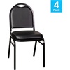 image:imageFlash Furniture HERCULES Commercial Grade 500 LB Capacity Dome Back Stack Chair  Black Vinyl Upholstery  Black Metal Frame  BuiltIn HandleBlack VinylBlack Frame