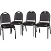 image:imageFlash Furniture HERCULES Commercial Grade 500 LB Capacity Dome Back Stack Chair  Black Vinyl Upholstery  Black Metal Frame  BuiltIn HandleBlack VinylBlack Frame