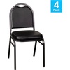 image:imageFlash Furniture HERCULES Commercial Grade 500 LB Capacity Dome Back Stack Chair  Black Vinyl Upholstery  Black Metal Frame  BuiltIn HandleBlack VinylSilver Vein Frame