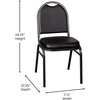 image:imageFlash Furniture HERCULES Commercial Grade 500 LB Capacity Dome Back Stack Chair  Black Vinyl Upholstery  Black Metal Frame  BuiltIn HandleBlack VinylSilver Vein Frame