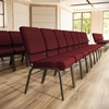 image:imageFlash Furniture HERCULES Series 185W Church Chair in Navy Blue Fabric with Book Rack  Gold Vein FrameBurgundy Patterned FabricGold Vein Frame