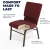 image:imageFlash Furniture HERCULES Series 185W Church Chair in Navy Blue Fabric with Book Rack  Gold Vein FrameBurgundy Patterned FabricGold Vein Frame
