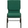 image:imageFlash Furniture HERCULES Series 185W Church Chair in Navy Blue Fabric with Book Rack  Gold Vein FrameGreen Patterned FabricGold Vein Frame