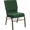 image:imageFlash Furniture HERCULES Series 185W Church Chair in Navy Blue Fabric with Book Rack  Gold Vein FrameGreen Patterned FabricGold Vein Frame