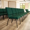 image:imageFlash Furniture HERCULES Series 185W Church Chair in Navy Blue Fabric with Book Rack  Gold Vein FrameGreen Patterned FabricGold Vein Frame