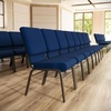 image:imageFlash Furniture HERCULES Series 185W Church Chair in Navy Blue Fabric with Book Rack  Gold Vein FrameNavy Blue FabricGold Vein Frame