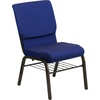 image:imageFlash Furniture HERCULES Series 185W Church Chair in Navy Blue Fabric with Book Rack  Gold Vein FrameNavy Blue Patterned FabricGold Vein Frame
