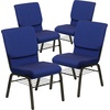 image:imageFlash Furniture HERCULES Series 185W Church Chair in Navy Blue Fabric with Book Rack  Gold Vein FrameNavy Blue Patterned FabricGold Vein Frame