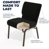 image:imageFlash Furniture HERCULES Series 21W Church Chair in Navy Blue Fabric with Cup Book Rack  Silver Vein FrameBlack Dot Patterned FabricGold Vein Frame