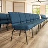 image:imageFlash Furniture HERCULES Series 21W Church Chair in Navy Blue Fabric with Cup Book Rack  Silver Vein FrameBlue FabricGold Vein Frame