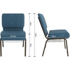 image:imageFlash Furniture HERCULES Series 21W Church Chair in Navy Blue Fabric with Cup Book Rack  Silver Vein FrameBlue FabricGold Vein Frame