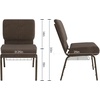 image:imageFlash Furniture HERCULES Series 21W Church Chair in Navy Blue Fabric with Cup Book Rack  Silver Vein FrameBrown Dot FabricGold Vein Frame