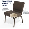 image:imageFlash Furniture HERCULES Series 21W Church Chair in Navy Blue Fabric with Cup Book Rack  Silver Vein FrameBrown Dot FabricGold Vein Frame