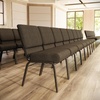 image:imageFlash Furniture HERCULES Series 21W Church Chair in Navy Blue Fabric with Cup Book Rack  Silver Vein FrameBrown FabricGold Vein Frame