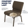 image:imageFlash Furniture HERCULES Series 21W Church Chair in Navy Blue Fabric with Cup Book Rack  Silver Vein FrameBrown FabricGold Vein Frame