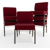 image:imageFlash Furniture HERCULES Series 21W Church Chair in Navy Blue Fabric with Cup Book Rack  Silver Vein FrameBurgundy FabricGold Vein Frame