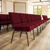 image:imageFlash Furniture HERCULES Series 21W Church Chair in Navy Blue Fabric with Cup Book Rack  Silver Vein FrameBurgundy FabricGold Vein Frame