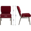 image:imageFlash Furniture HERCULES Series 21W Church Chair in Navy Blue Fabric with Cup Book Rack  Silver Vein FrameBurgundy FabricGold Vein Frame