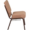 image:imageFlash Furniture HERCULES Series 21W Church Chair in Navy Blue Fabric with Cup Book Rack  Silver Vein FrameCaramel FabricCopper Vein Frame