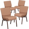 image:imageFlash Furniture HERCULES Series 21W Church Chair in Navy Blue Fabric with Cup Book Rack  Silver Vein FrameCaramel FabricCopper Vein Frame