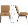 image:imageFlash Furniture HERCULES Series 21W Church Chair in Navy Blue Fabric with Cup Book Rack  Silver Vein FrameCaramel FabricCopper Vein Frame