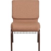 image:imageFlash Furniture HERCULES Series 21W Church Chair in Navy Blue Fabric with Cup Book Rack  Silver Vein FrameCaramel FabricCopper Vein Frame
