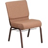 image:imageFlash Furniture HERCULES Series 21W Church Chair in Navy Blue Fabric with Cup Book Rack  Silver Vein FrameCaramel FabricCopper Vein Frame