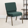 image:imageFlash Furniture HERCULES Series 21W Church Chair in Navy Blue Fabric with Cup Book Rack  Silver Vein FrameHunter Green Dot Patterned FabricGold Vein Frame