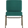 image:imageFlash Furniture HERCULES Series 21W Church Chair in Navy Blue Fabric with Cup Book Rack  Silver Vein FrameHunter Green Dot Patterned FabricGold Vein Frame