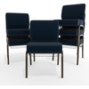 image:imageFlash Furniture HERCULES Series 21W Church Chair in Navy Blue Fabric with Cup Book Rack  Silver Vein FrameNavy Blue Dot Patterned FabricGold Vein Frame