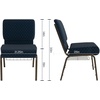 image:imageFlash Furniture HERCULES Series 21W Church Chair in Navy Blue Fabric with Cup Book Rack  Silver Vein FrameNavy Blue Dot Patterned FabricGold Vein Frame
