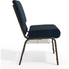 image:imageFlash Furniture HERCULES Series 21W Church Chair in Navy Blue Fabric with Cup Book Rack  Silver Vein FrameNavy Blue Dot Patterned FabricGold Vein Frame