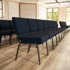 image:imageFlash Furniture HERCULES Series 21W Church Chair in Navy Blue Fabric with Cup Book Rack  Silver Vein FrameNavy Blue Dot Patterned FabricGold Vein Frame