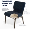 image:imageFlash Furniture HERCULES Series 21W Church Chair in Navy Blue Fabric with Cup Book Rack  Silver Vein FrameNavy Blue Dot Patterned FabricGold Vein Frame