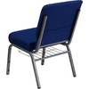image:imageFlash Furniture HERCULES Series 21W Church Chair in Navy Blue Fabric with Cup Book Rack  Silver Vein FrameNavy Blue FabricSilver Vein Frame