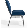 image:imageFlash Furniture HERCULES Series 21W Church Chair in Navy Blue Fabric with Cup Book Rack  Silver Vein FrameNavy Blue FabricSilver Vein Frame