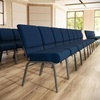 image:imageFlash Furniture HERCULES Series 21W Church Chair in Navy Blue Fabric with Cup Book Rack  Silver Vein FrameNavy Blue FabricSilver Vein Frame