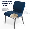 image:imageFlash Furniture HERCULES Series 21W Church Chair in Navy Blue Fabric with Cup Book Rack  Silver Vein FrameNavy Blue FabricSilver Vein Frame