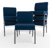 image:imageFlash Furniture HERCULES Series 21W Church Chair in Navy Blue Fabric with Cup Book Rack  Silver Vein FrameNavy Blue FabricSilver Vein Frame