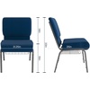 image:imageFlash Furniture HERCULES Series 21W Church Chair in Navy Blue Fabric with Cup Book Rack  Silver Vein FrameNavy Blue FabricSilver Vein Frame