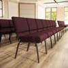 image:imageFlash Furniture HERCULES Series 21W Church Chair in Navy Blue Fabric with Cup Book Rack  Silver Vein FramePlum FabricGold Vein Frame