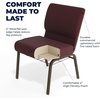 image:imageFlash Furniture HERCULES Series 21W Church Chair in Navy Blue Fabric with Cup Book Rack  Silver Vein FramePlum FabricGold Vein Frame